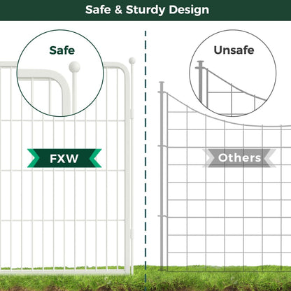 FXW Garden Fence Outdoor for The Yard – 32in(H) x 18.2ft(L) Heavy Duty Metal Animal Barrier for Dog
