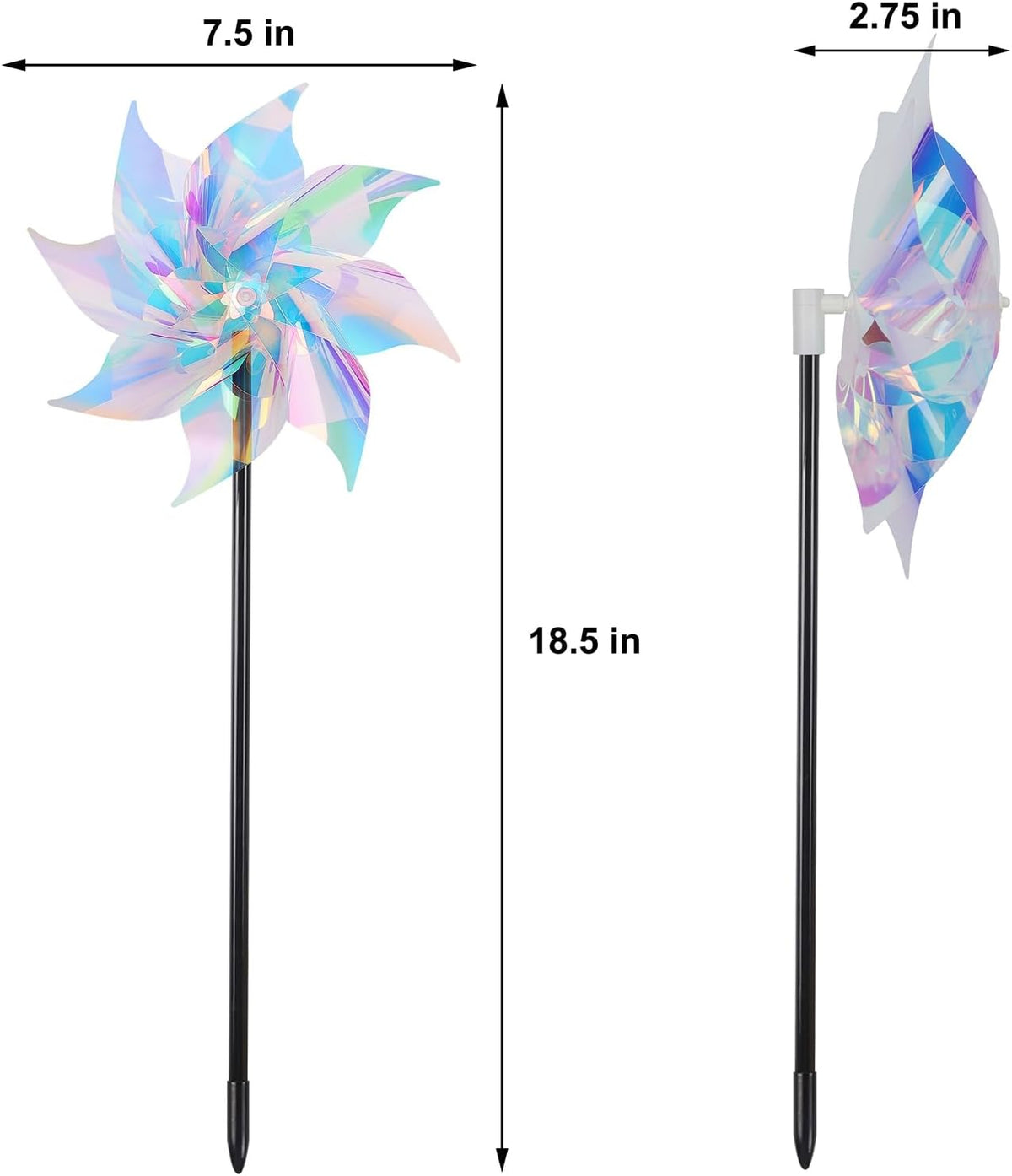 Hausse 10 Pack Reflective Pinwheels Wind Spinner, Extra Sparkly Pinwheel with Stakes, Bird