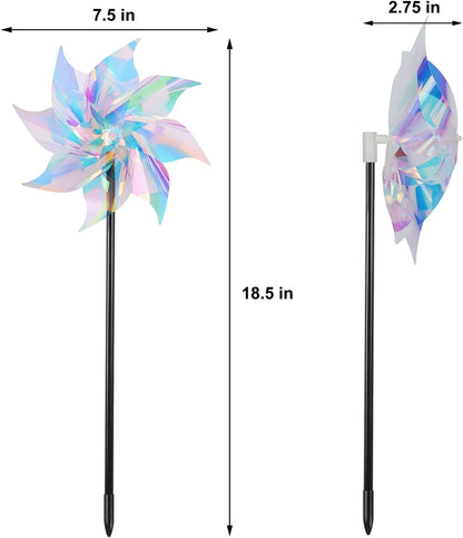 Hausse 10 Pack Reflective Pinwheels Wind Spinner, Extra Sparkly Pinwheel with Stakes, Bird