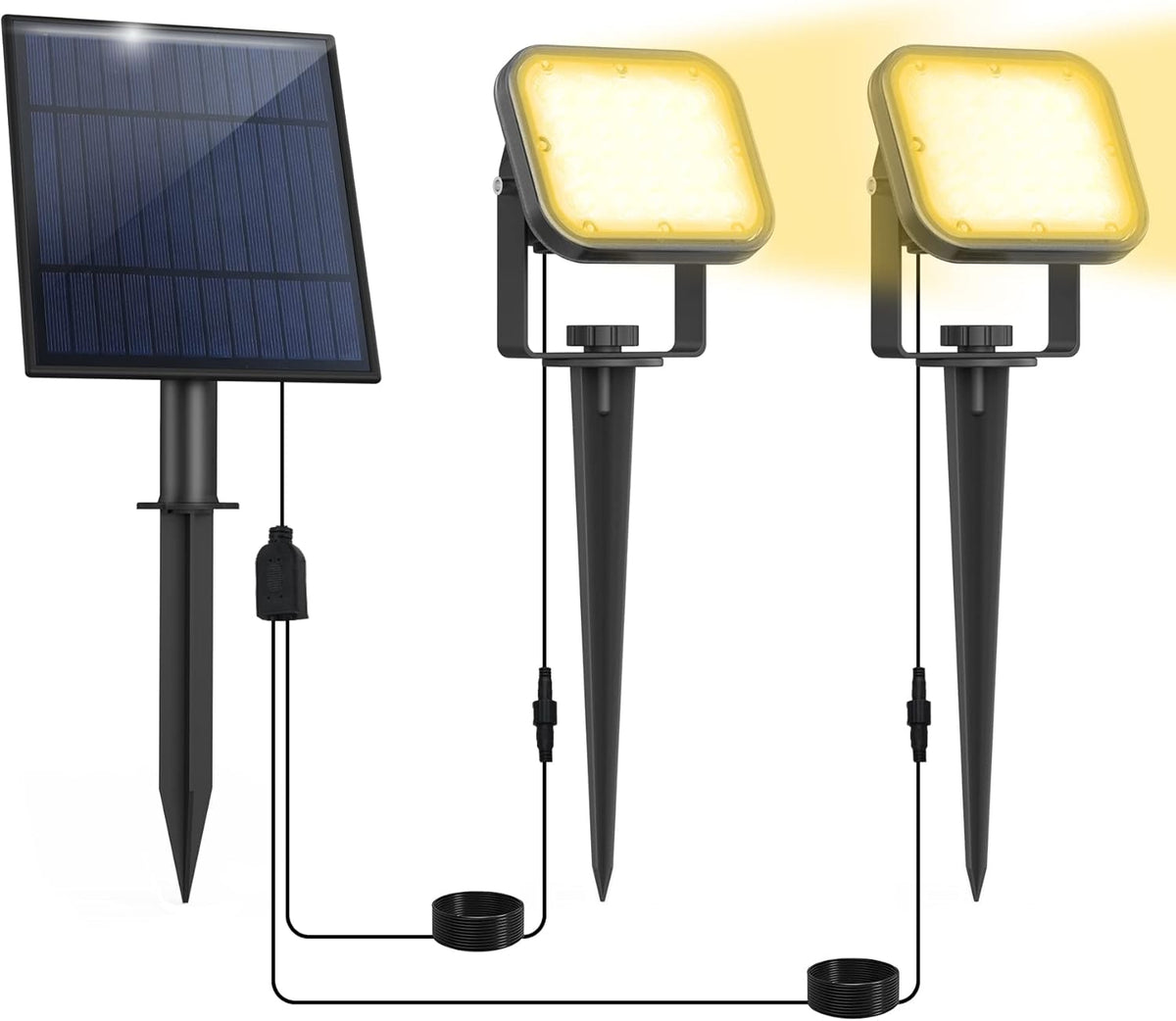 Solar Spot Lights Outdoor, 20 LED IP65 Waterproof Landscape Lighting, Dusk-to-Dawn 3000K Warm White