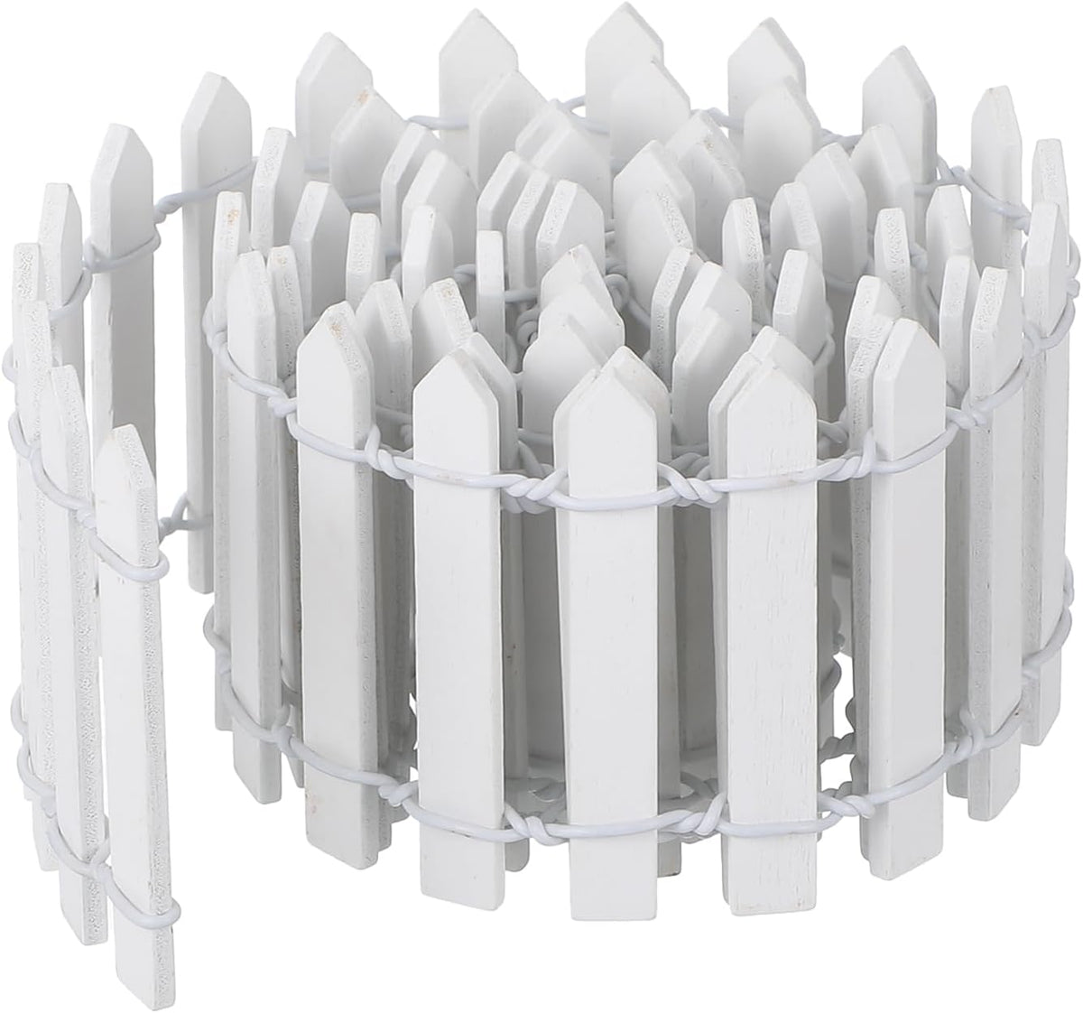 Bewudy 35 Inches Mini Fairy Garden Fence, Small Wood Decorative Picket Fence, White Picket Fence