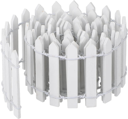 Bewudy 35 Inches Mini Fairy Garden Fence, Small Wood Decorative Picket Fence, White Picket Fence