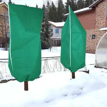2 Pack Winter Plant Covers with Zipper & Drawstring, 31.5"×47.2" Frost Protection Bags for Outdoor