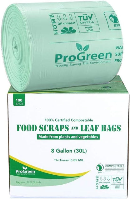 ProGreen Compostable Trash Bags, Extra Thick, Compost Kitchen Bin Bags, Food Scraps Yard Waste