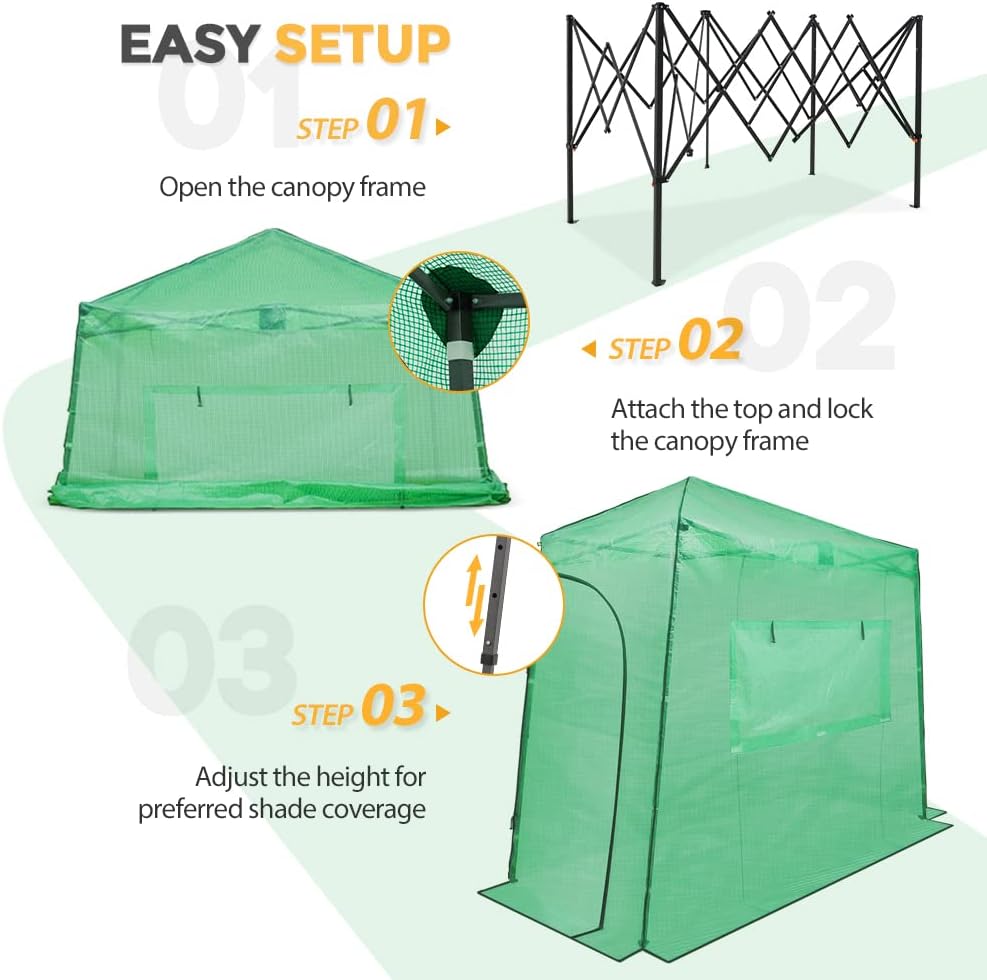 EAGLE PEAK Instant Pop-up Greenhouse, Indoor Outdoor Plant Gardening Green House, Roll-Up Zipper