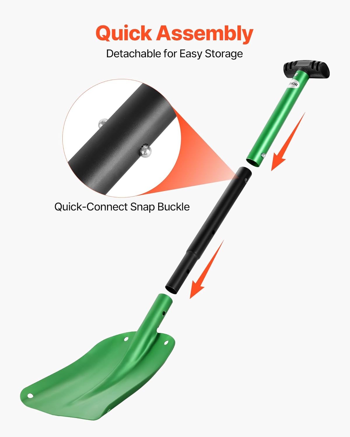 VEVOR Snow Shovel for Driveway, 8.5 in Wide Aluminum Alloy Snow Shovel with T-Shaped Handles, Large