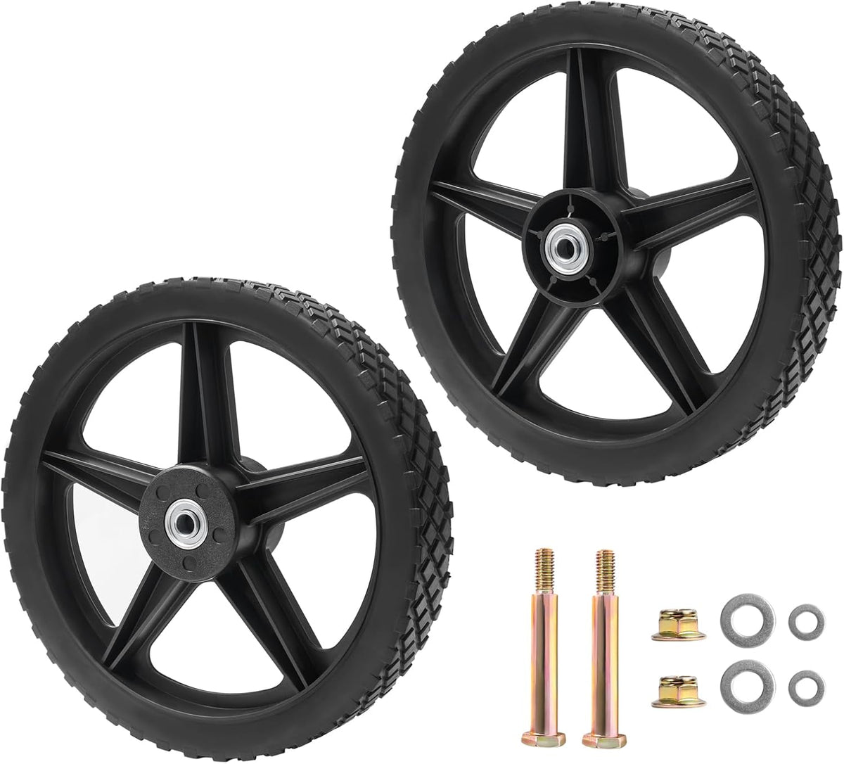 Parts Camp 12" Lawn Mower Wheels Kits 12 x 1.75'' Spoked Plastic Wheel and Tire For Push Mower