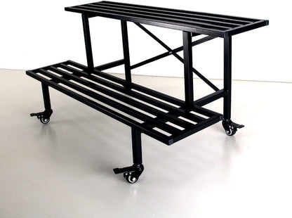 Zhongma 2 Tier Sturdy Metal Plant Stand with Wheels Heavy Duty Plant Holder for Home Indoor and