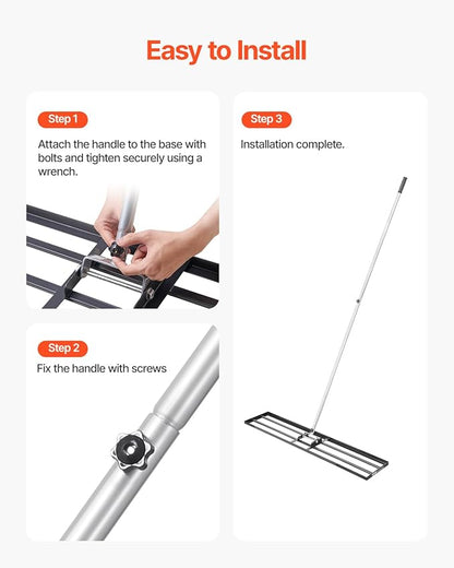 VEVOR Lawn Leveling Rake, Lawn Leveler with 83.9 in Handle, 48x10 in Ground Plate, Rust-Resistant