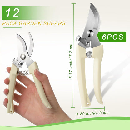Therwen 12 Pcs Garden Shears Flower Scissors Pruning Shears Floral Garden Clippers Hand Pruners