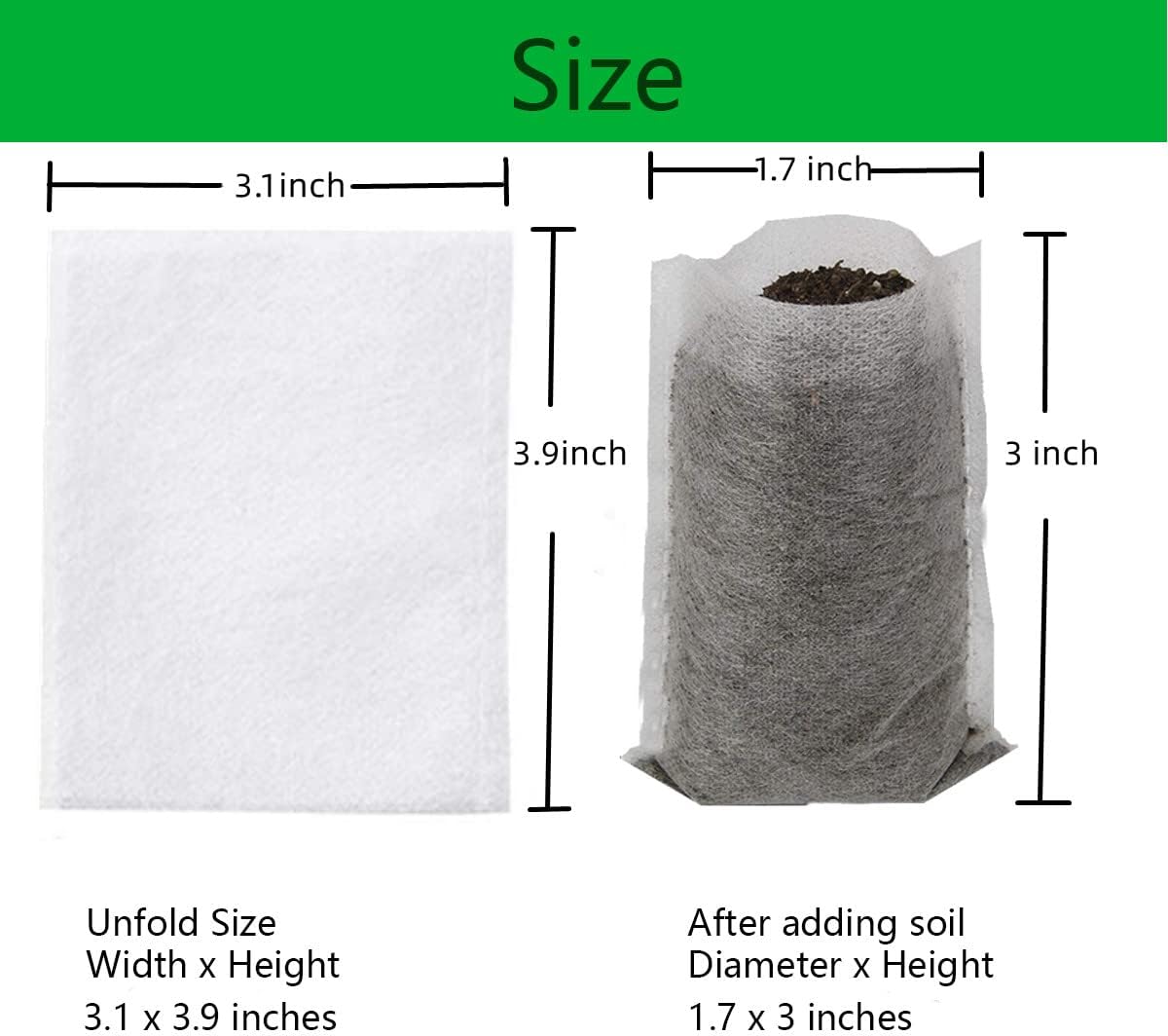 gardtree Small Plant Nursery Bags 3.1" * 3.9" 400PCS, Non-Woven Biodegradable Plant Grow Bags