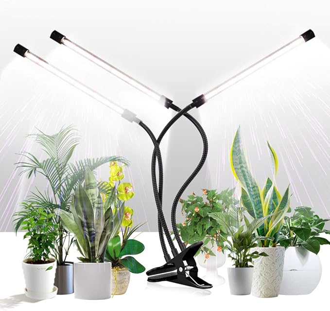 GHodec Grow Light for Indoor Plants,6000K 126LED Clip Plant Lights with Flexible Gooseneck & Timer