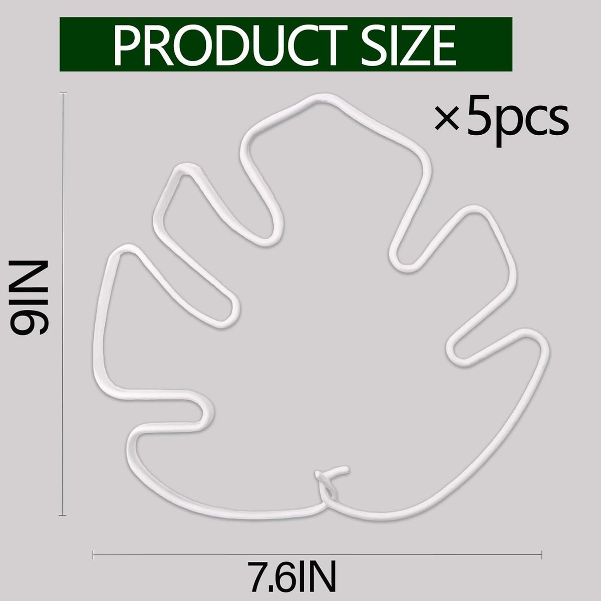 White Monstera Plant Stem Support - 5PCS 7.3x6.25in Durable Adjustable Garden Stake for Indoor