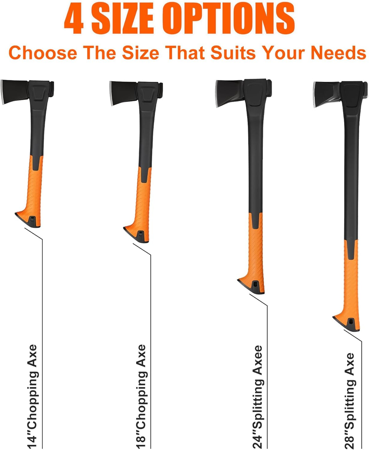 X24 Splitting Axe, 24” Camping Outdoor Hatchet for Wood Splitting and Kindling, Forged Carbon Steel