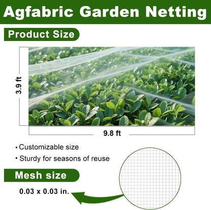 Agfabric Garden Netting 3.9'x9.8' Insect Pest Barrier Netting for Garden Protection,Plant Cover Row