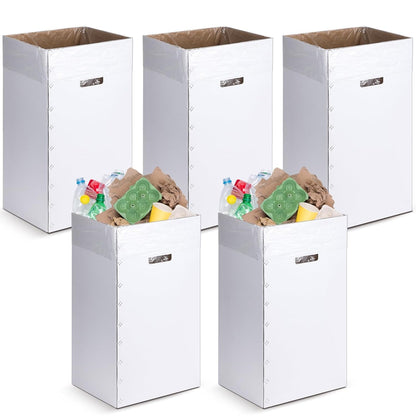 Tioncy 5 Pcs Cardboard Trash Cans Disposable and Reusable Corrugated Cardboard Trash Cans Recycling