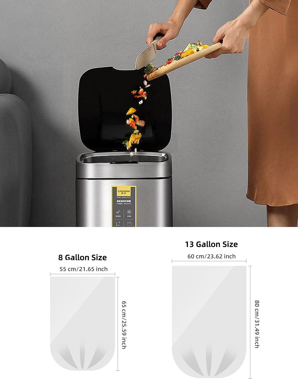 Kitchen Trash Bags 13 Gallon, 20 Counts, Flag Garbage Bags with No Flaps and No Ties, 60cm*80cm