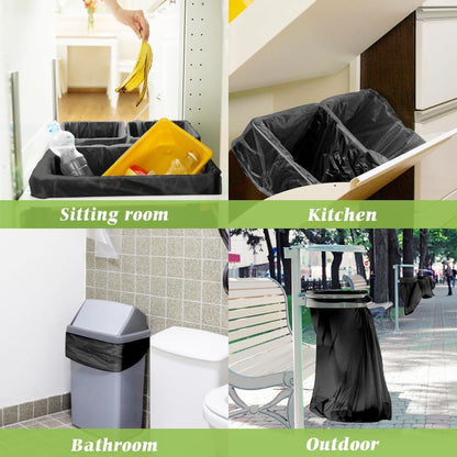 Medium Black Trash Bags 8 Gallon 330 Counts Strong Garbage Bags by Teivio,Waste Basket Trash