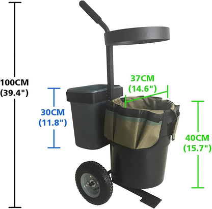 Garden Cart with Wheels & Oxford Fabric Bag – Heavy-Duty Yard Trolley for Lawn Care, Gardening