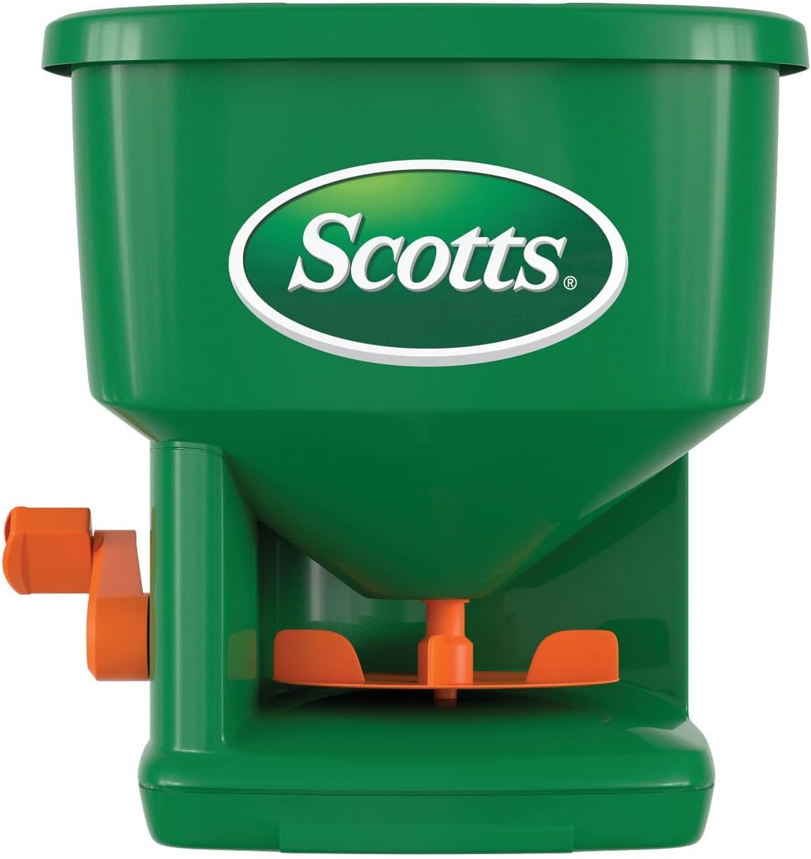 Scotts Whirl Hand-Powered Spreader for Grass Seed, Fertilizer, Salt, Ice Melt, Handheld Spreader