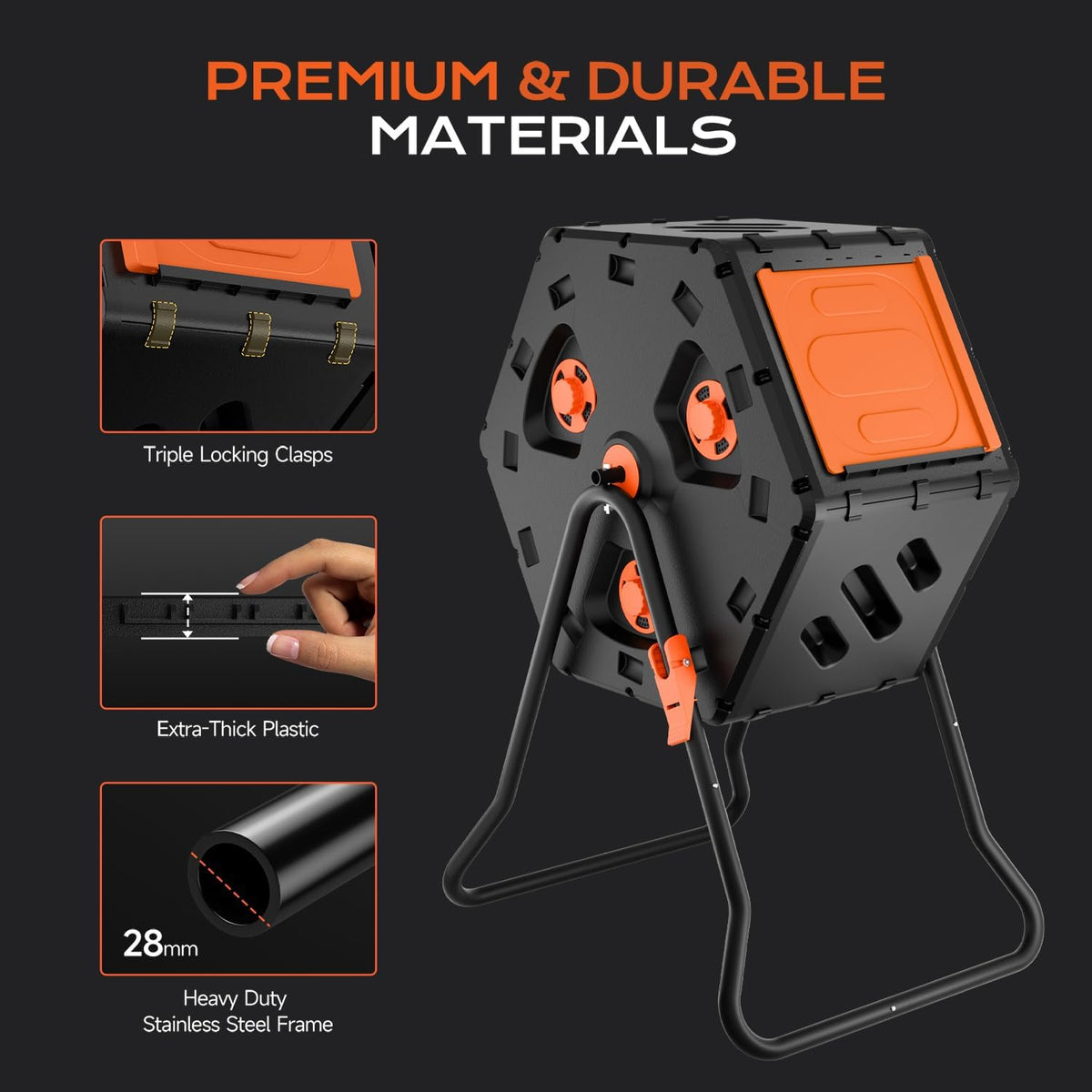 Compost Tumbler 22.5 Gallon/85L, Easy Assemble Compost Bin Outdoor, 360°Rotating Composter for