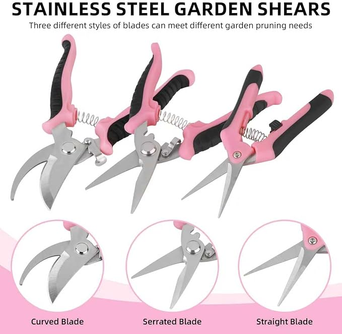 Pruning Shears Garden Scissors Tools: 4pcs Stainless Steel Gardening Clippers for Tree Pole, Hedge