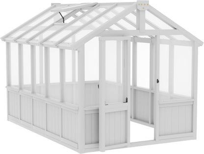MUPATER 6 × 10 FT Cedar Wood Greenhouse for Outdoors, Outdoor Greenhouse With Polycarbonate Panels