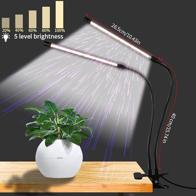 GooingTop LED Grow Light,6000K Full Spectrum Clip Plant Growing Lamp with White Red LEDs for Indoor