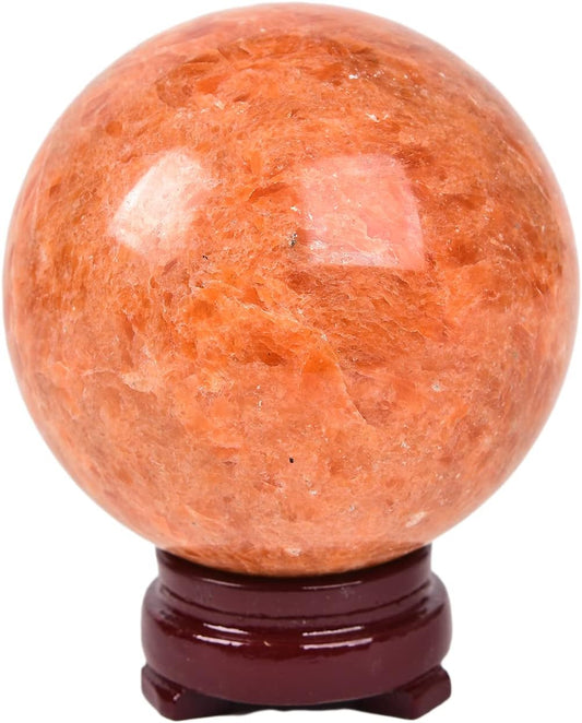 JIC Gem Sunstone Healing Crystals Sphere Ball Natural Rare Sparkling Crystal Sphere Ball Mineral