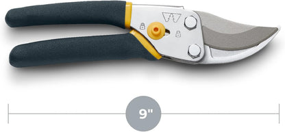 Woodland Tools Co. Bypass Pruning Shears for Gardening – 5/8" Cut Capacity, High Carbon Steel Blade