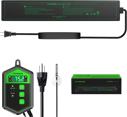 VIVOSUN 3" x 20" Seedling Heat Mat and Digital Thermostat Combo Set, UL & MET-Certified Heating Pad