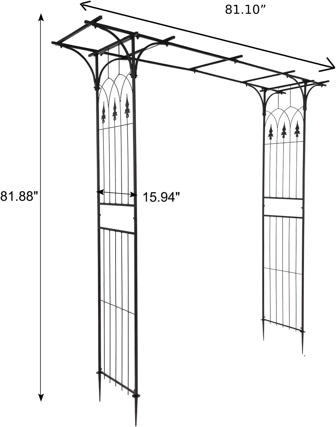 VINGLI Garden Arbor, Arch Archway for Wedding Ceremony Party, Steel Garden Trellis for Plant
