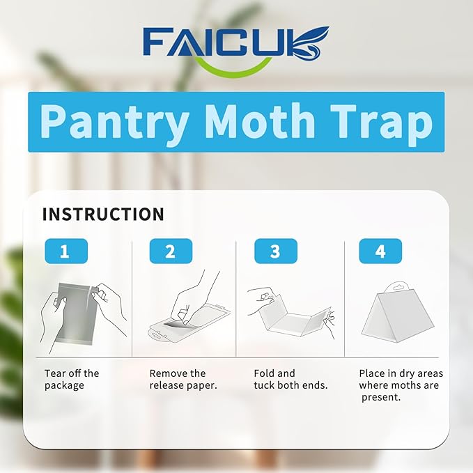 Faicuk Pantry Moth Traps with Pheromone Attractant for Home, Kitchen, and Storeroom Odorless