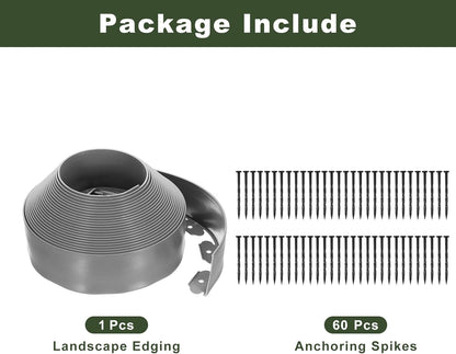 uxcell Landscape Edging, 1Pcs 66FT x 3.94" - No Dig Garden Edging Kit with 60 Stakes, Landscape