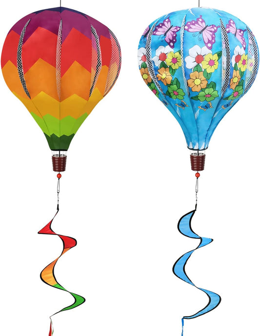 Giant Rainbow Butterfly Hot Air Balloon Garden Wind Spinners Large Pinwheels Lawn Yard Catchers