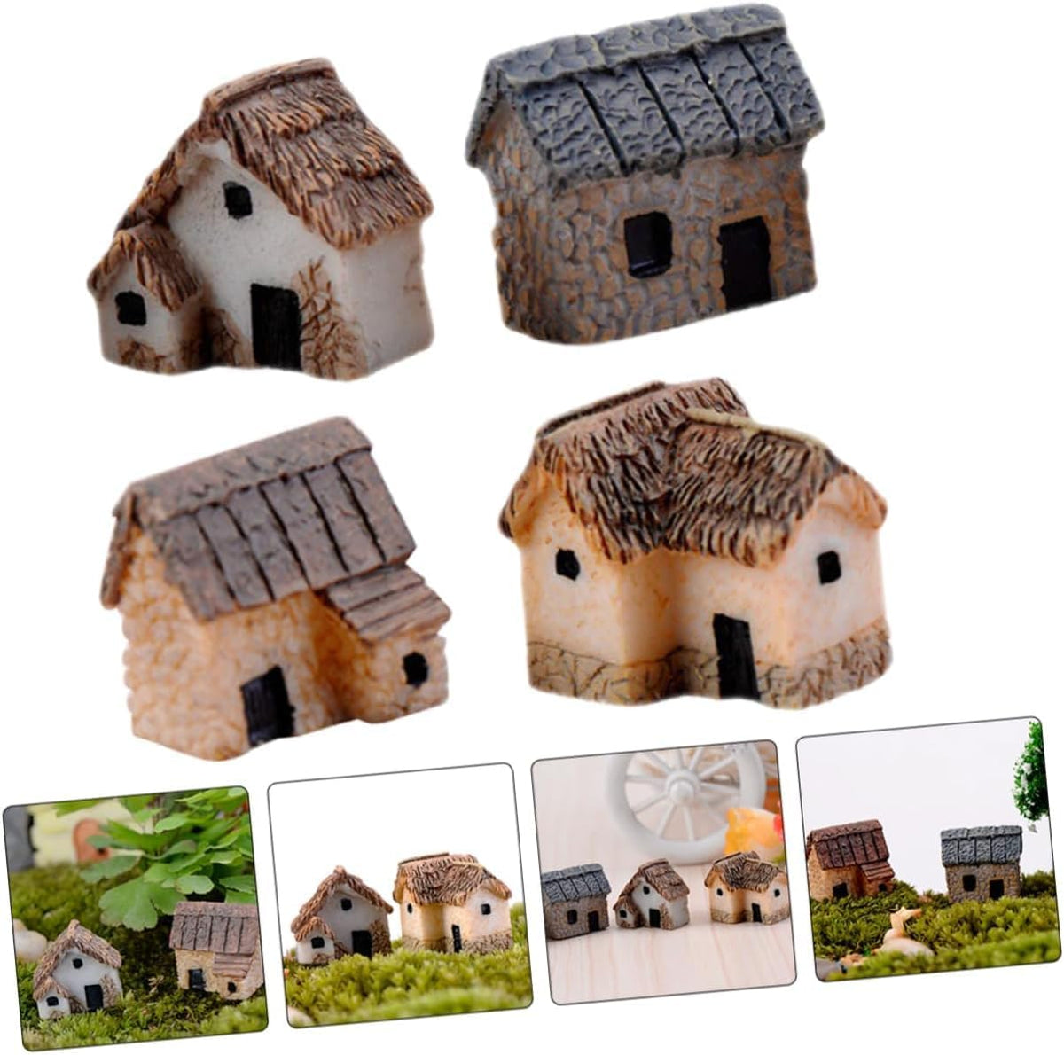 Fairy Garden Mini House Accessories, Miniature Village Hut Figurine Cottage, DIY Micro Landscape