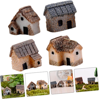 Fairy Garden Mini House Accessories, Miniature Village Hut Figurine Cottage, DIY Micro Landscape