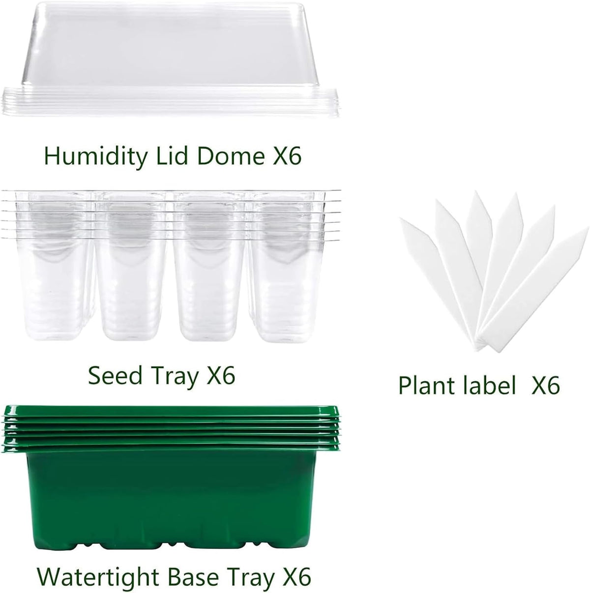 Seed Starter Tray, 6 Set Seedling Kits with Adjustable Humidity Dome, Plant Starter Kit for Seeds