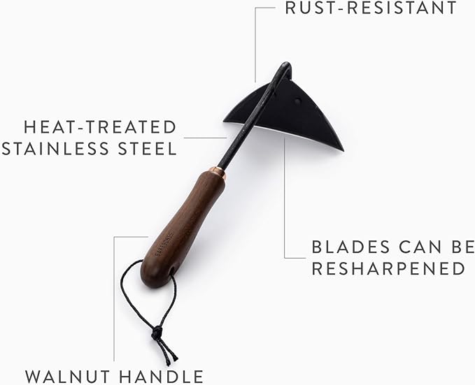 Barebones Triangle Hoe - Stainless Steel Hoe - Japanese Gardening Tools for Weeding, Long Handle