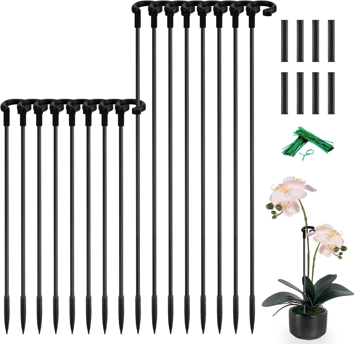 Orchid Sticks 17 inch &11 inch SupKing 16Pcs Plant Stakes with Clips for Support Small Short