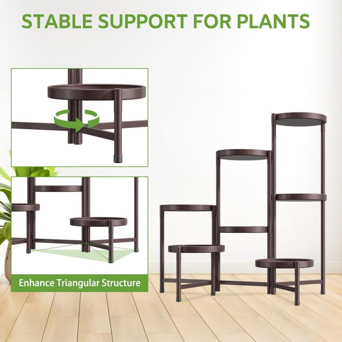 iDavosic.ly 7 Tier Large Plant Stand Indoor, 10 Inch Wide Tall Corner Metal Plant Stands Outdoor