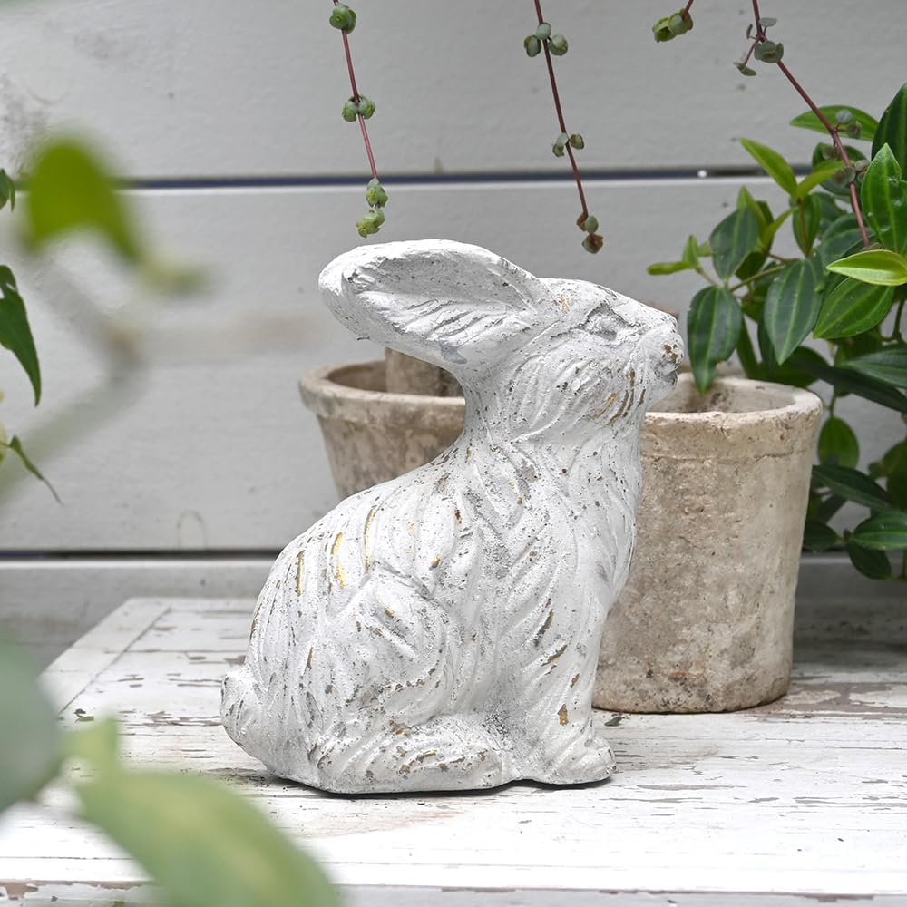 All Chic Bunny Decor Garden Statue White Rabbit Cement Rabbit Statue for Home Garden Indoor Outdoor