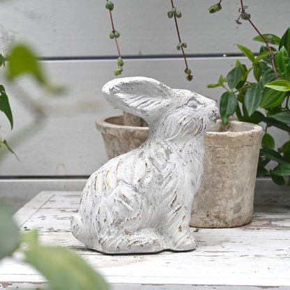 All Chic Bunny Decor Garden Statue White Rabbit Cement Rabbit Statue for Home Garden Indoor Outdoor