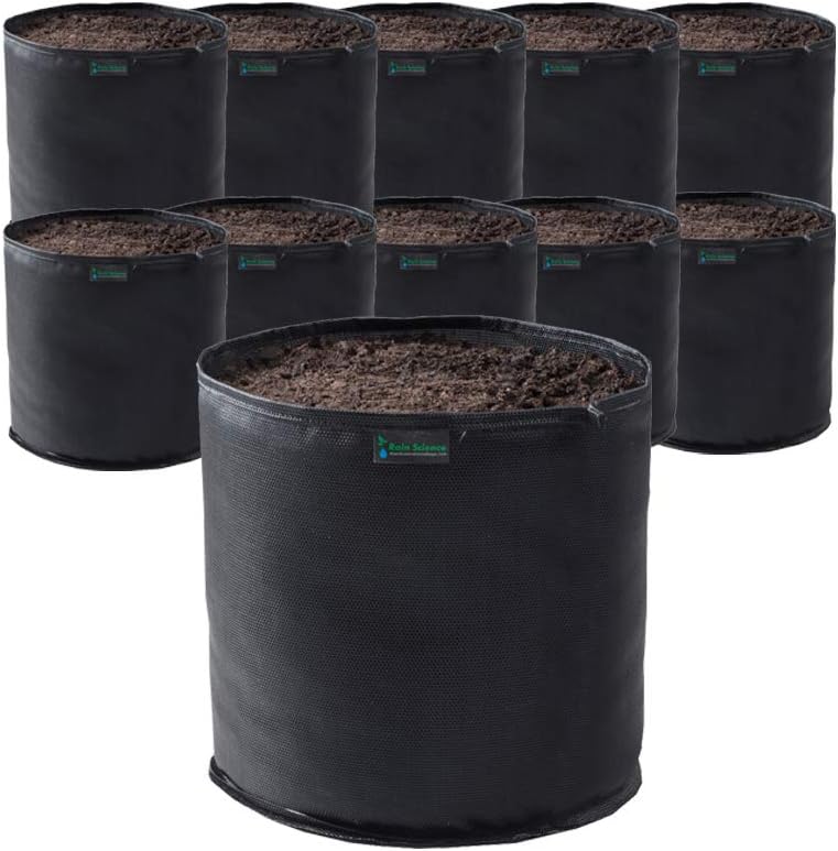 Commercial Grow Bag Pack of 10, Air Pruning Mesh Fabric Plant Containers (15 Gallon, Black)