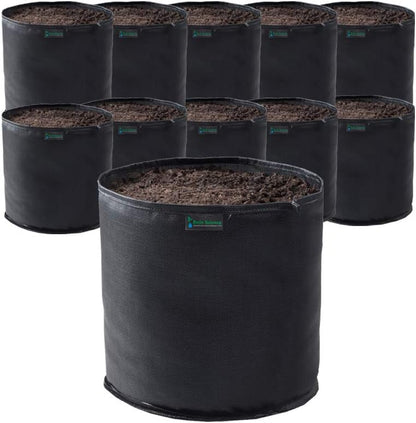 Commercial Grow Bag Pack of 10, Air Pruning Mesh Fabric Plant Containers (15 Gallon, Black)