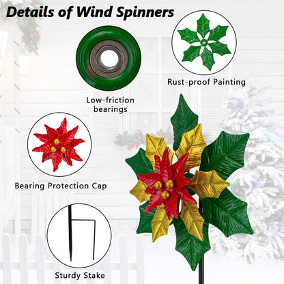 Viveta Christmas Outdoor Wind Spinners, Garden Wind Spinner, Festive Windmill for Yard Garden
