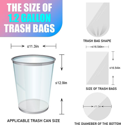 300 Count 1.2 Gallon Trash Bags - 4.5 Liter Colored Small Garbage Bags Unscented Mini Can Liners
