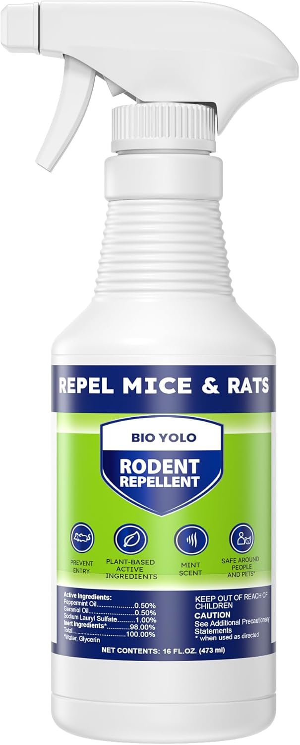 Rodent Repellent Spray, 16oz – Effective Natural Peppermint Formula Repel Mice, Rats, Squirrels