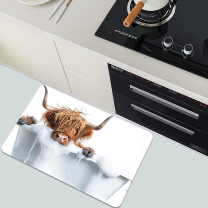 Bath Mat-Bathroom Rug，Bath, Highland Cattle-Absorbent Non Slip Quick Dry Stain Resistant Easy to