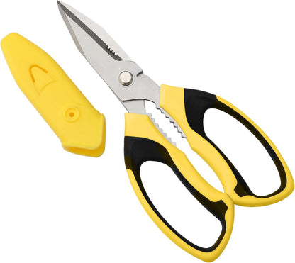 Utility Scissors Heavy Duty: 8-Inch sharp Scissors All Purpose heavy duty, Serrated Blades Cut